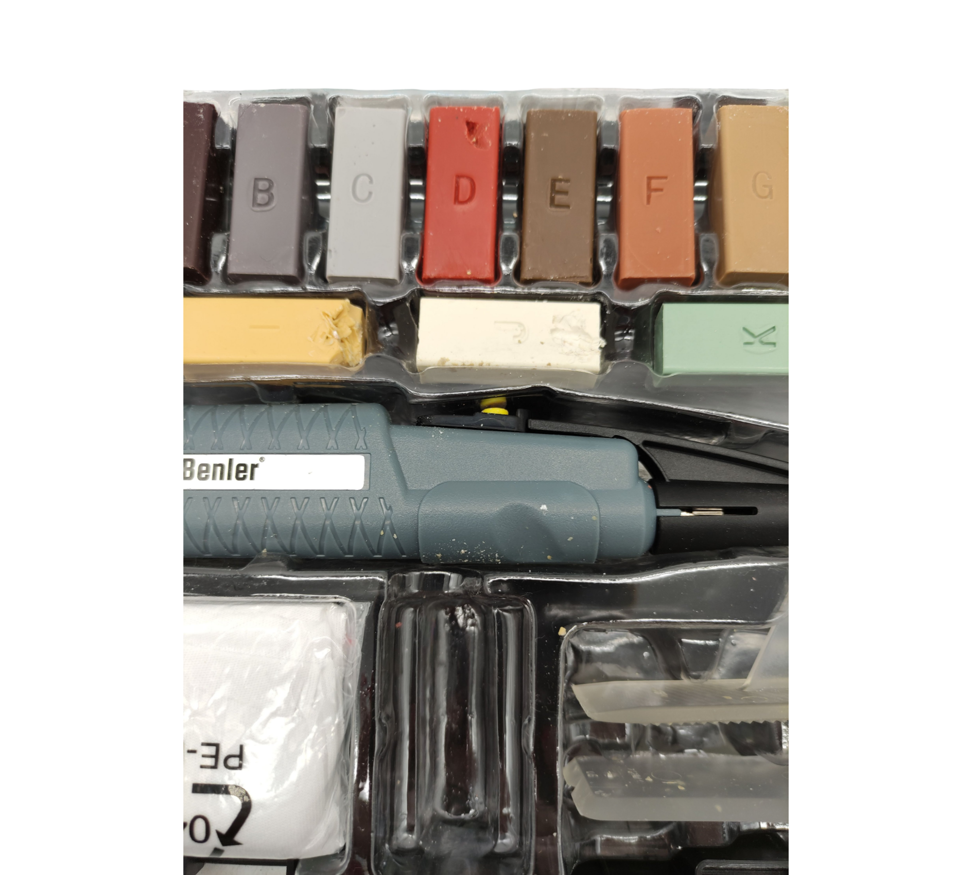 BENLER 2-in-1 Repair Kit Wax Melter Tiles Ceramic 19-Piece Brown/Grey
