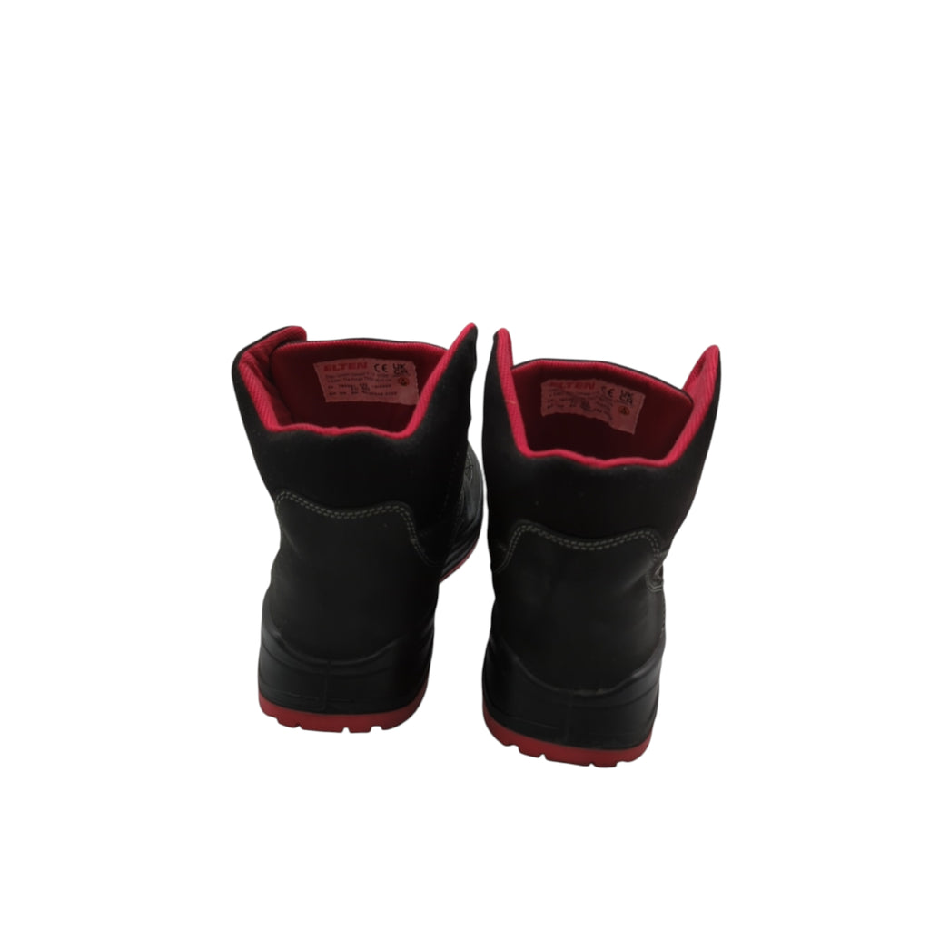 ELTEN MAVERICK Mid Sicherheitsschuhe Herren Leder Stahlkappe Schwarz Rot Größe 43