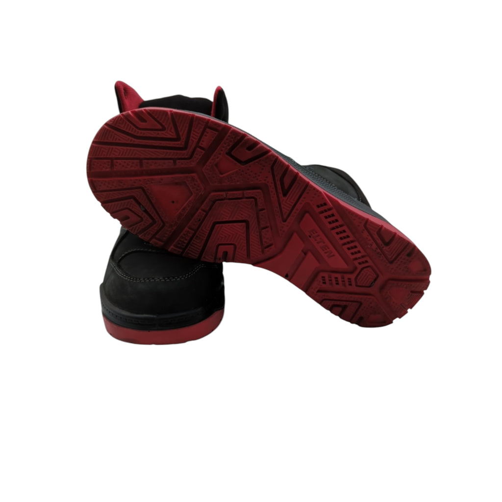 ELTEN MAVERICK Mid Sicherheitsschuhe Herren Leder Stahlkappe Schwarz Rot Größe 43