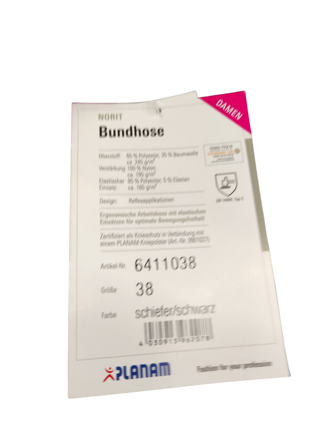 Planam Norit Damen Bundhose, Schiefer Schwarz, Modell 6411, Größe 38