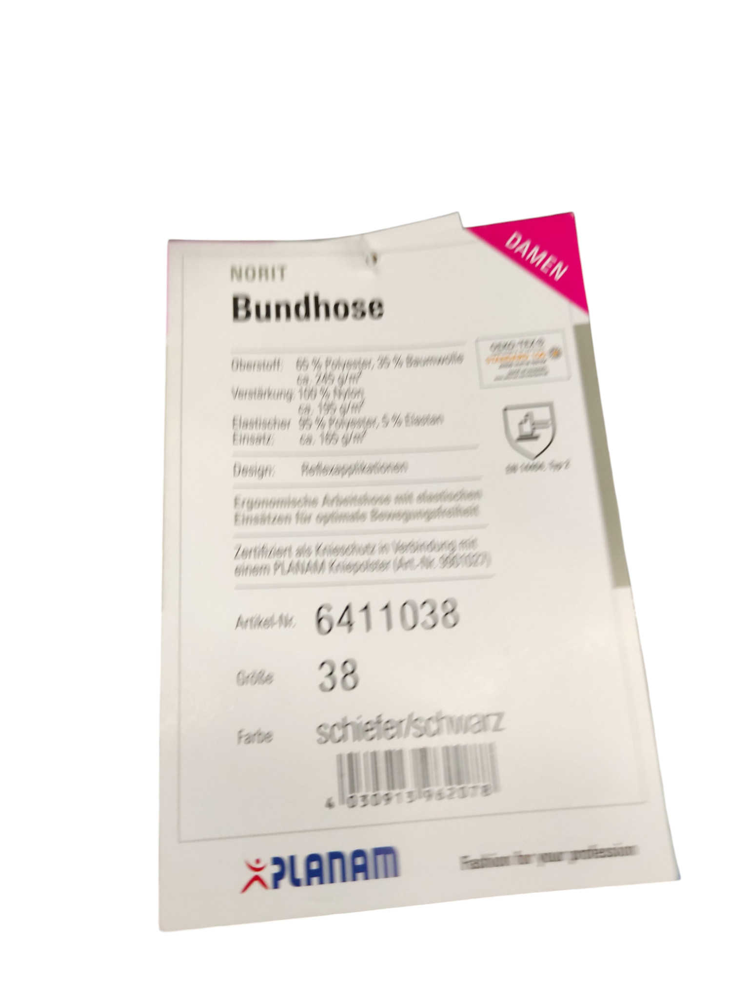 Planam Norit Damen Bundhose, Schiefer Schwarz, Modell 6411, Größe 38