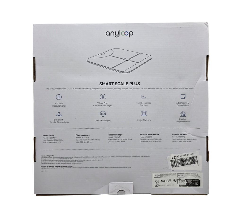 Anyloop Digital Body Weight Scale with App Connectivity, Bluetooth, up to 180 kg