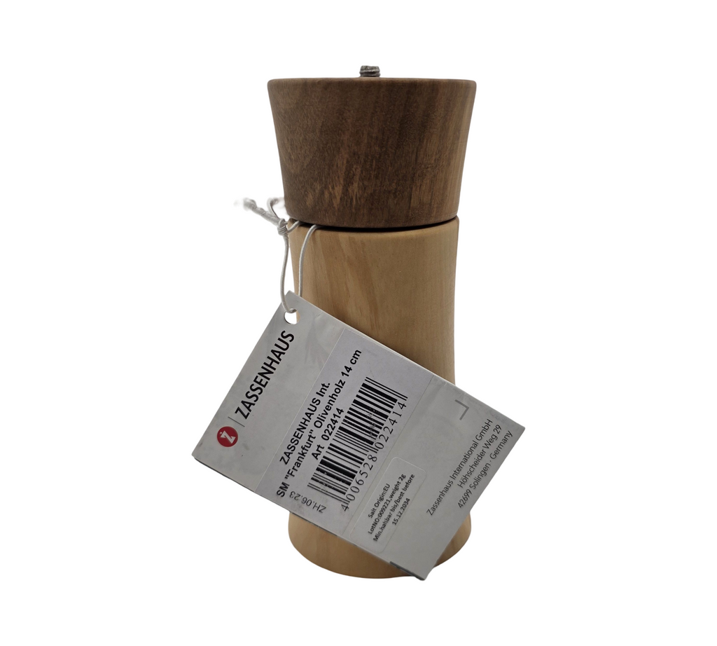 Zassenhaus Frankfurt Salt Mill 18 cm Olive Wood Ceramic Grinder filled