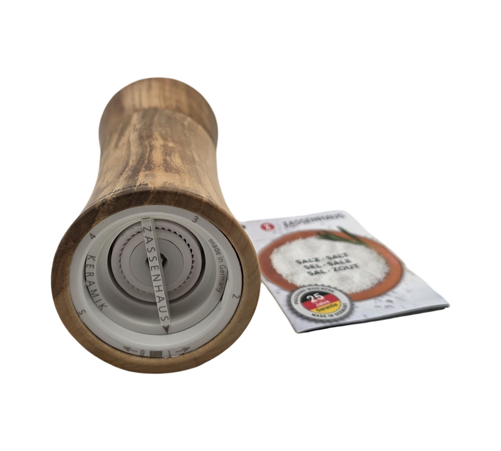 Zassenhaus Frankfurt Salt Mill 18 cm Olive Wood Ceramic Grinder filled