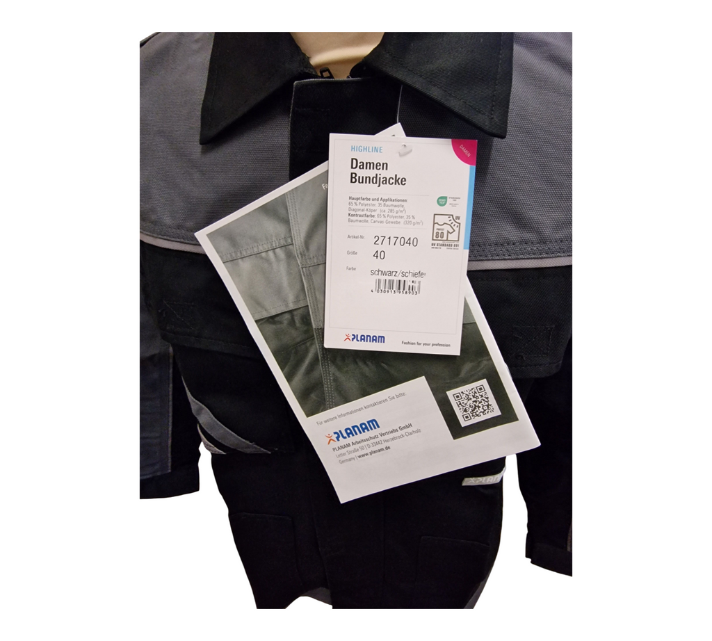 Planam 2717 Highline Damen Arbeitsjacke Bundjacke Größe 40 Schwarz Grau