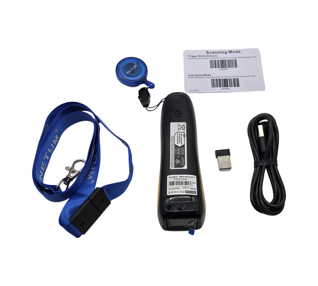 NETUM C750 Barcode-Scanner Kabellos Bluetooth USB 1D 2D QR Inventur
