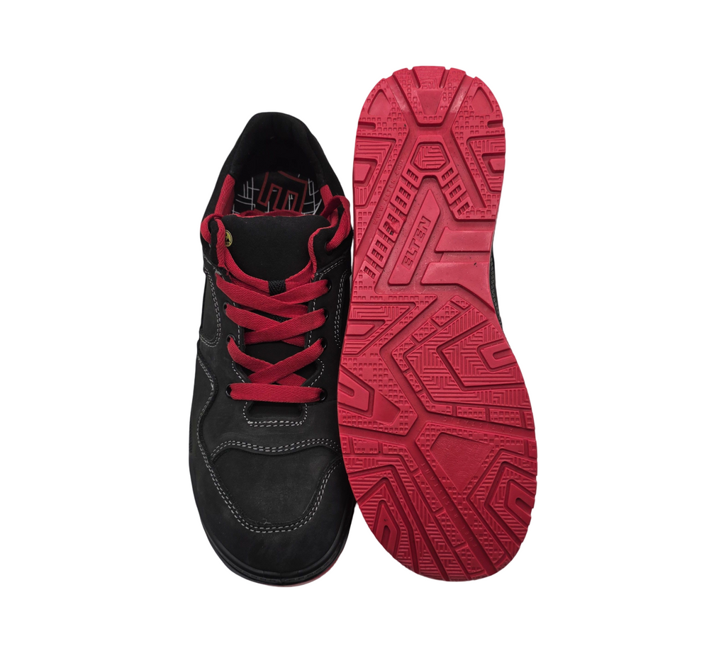 ELTEN MAVERICK Black-Red Low Arbeitsschuhe Leder ESD S3 Größe 44 Schwarz
