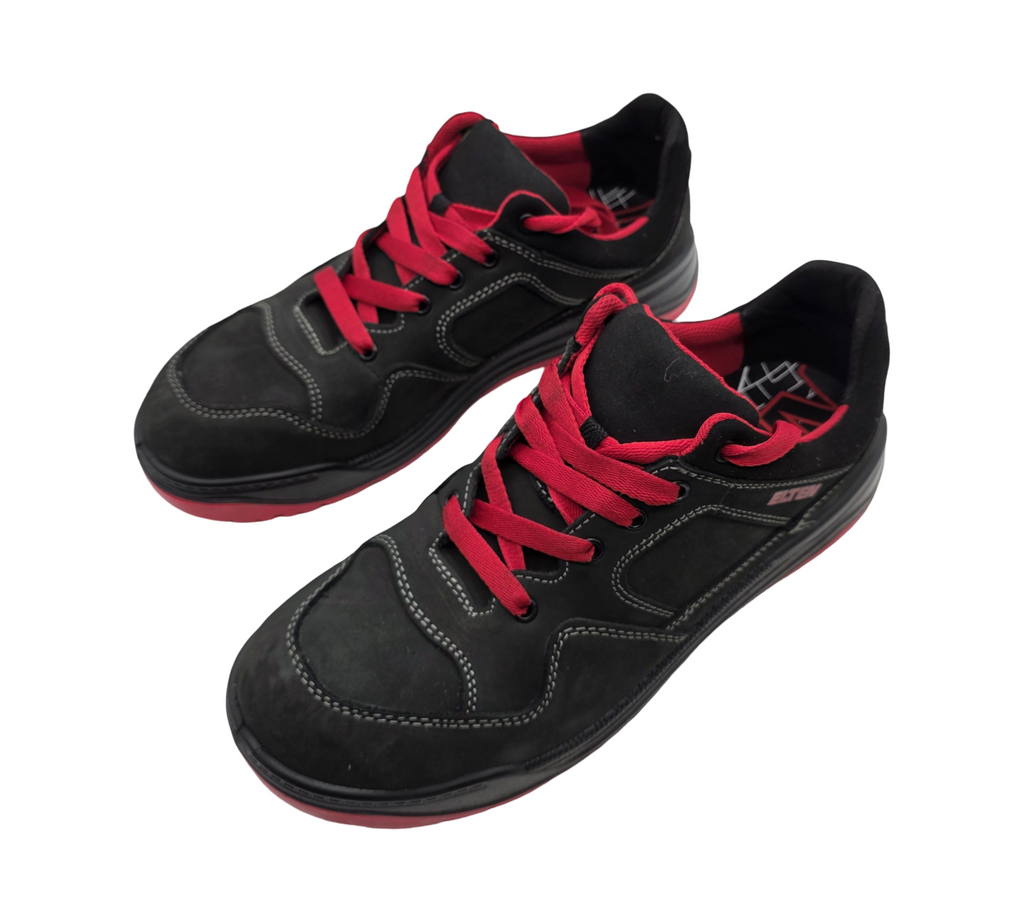 ELTEN MAVERICK Black-Red Low Arbeitsschuhe Leder ESD S3 Größe 44 Schwarz