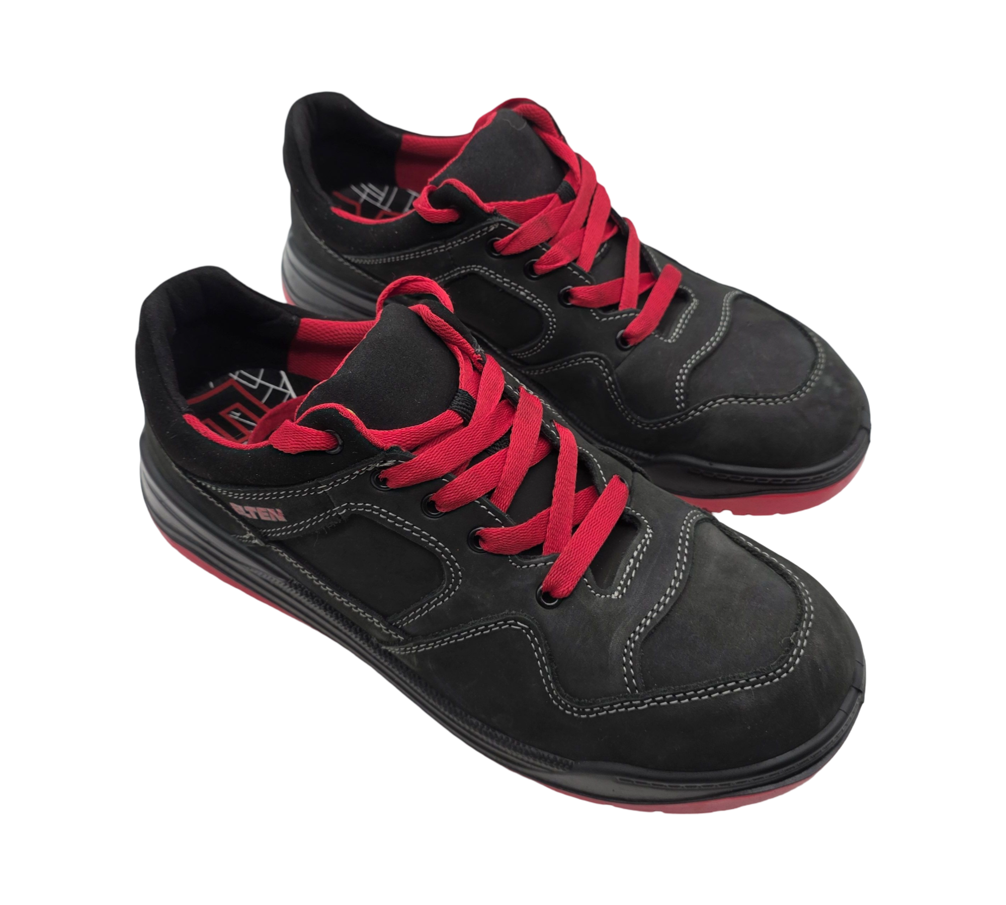 ELTEN MAVERICK Black-Red Low Arbeitsschuhe Leder ESD S3 Größe 44 Schwarz
