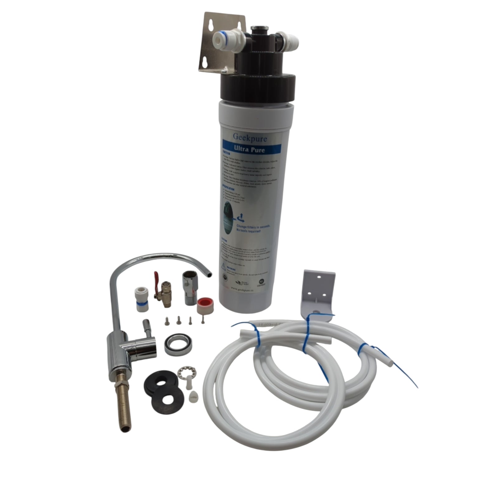 Geekpure 4-Stufen Trinkwasserfilter Unterspüle Wasserfilteranlage 0,01 Mikron