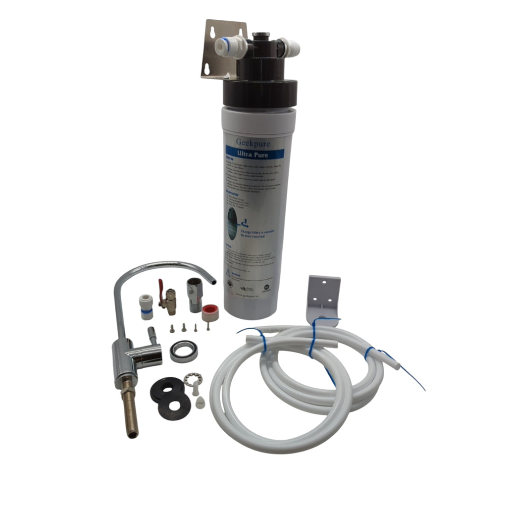 Geekpure 4-Stufen Trinkwasserfilter Unterspüle Wasserfilteranlage 0,01 Mikron