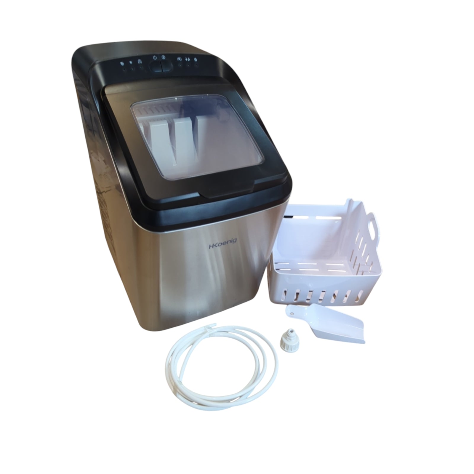 H.Koenig KBP40 Eiswürfelbereiter 15 kg/24h 2 Größen 2,8L Silber