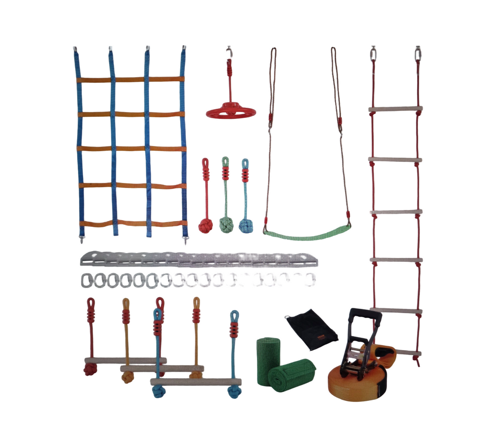 VEVOR Ninja Parcours Slackline Kinder Hindernislauf 2x15,24m 10 Hindernisse