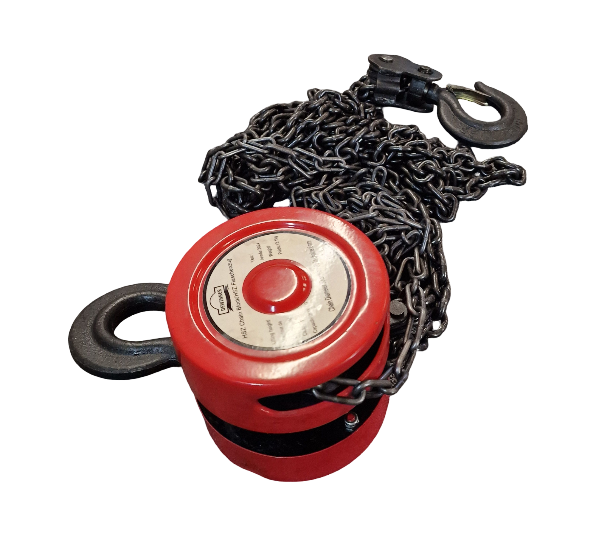 DEWINNER Manual Chain Hoist 2T Pulley Block 3m Lifting Height G80 Red