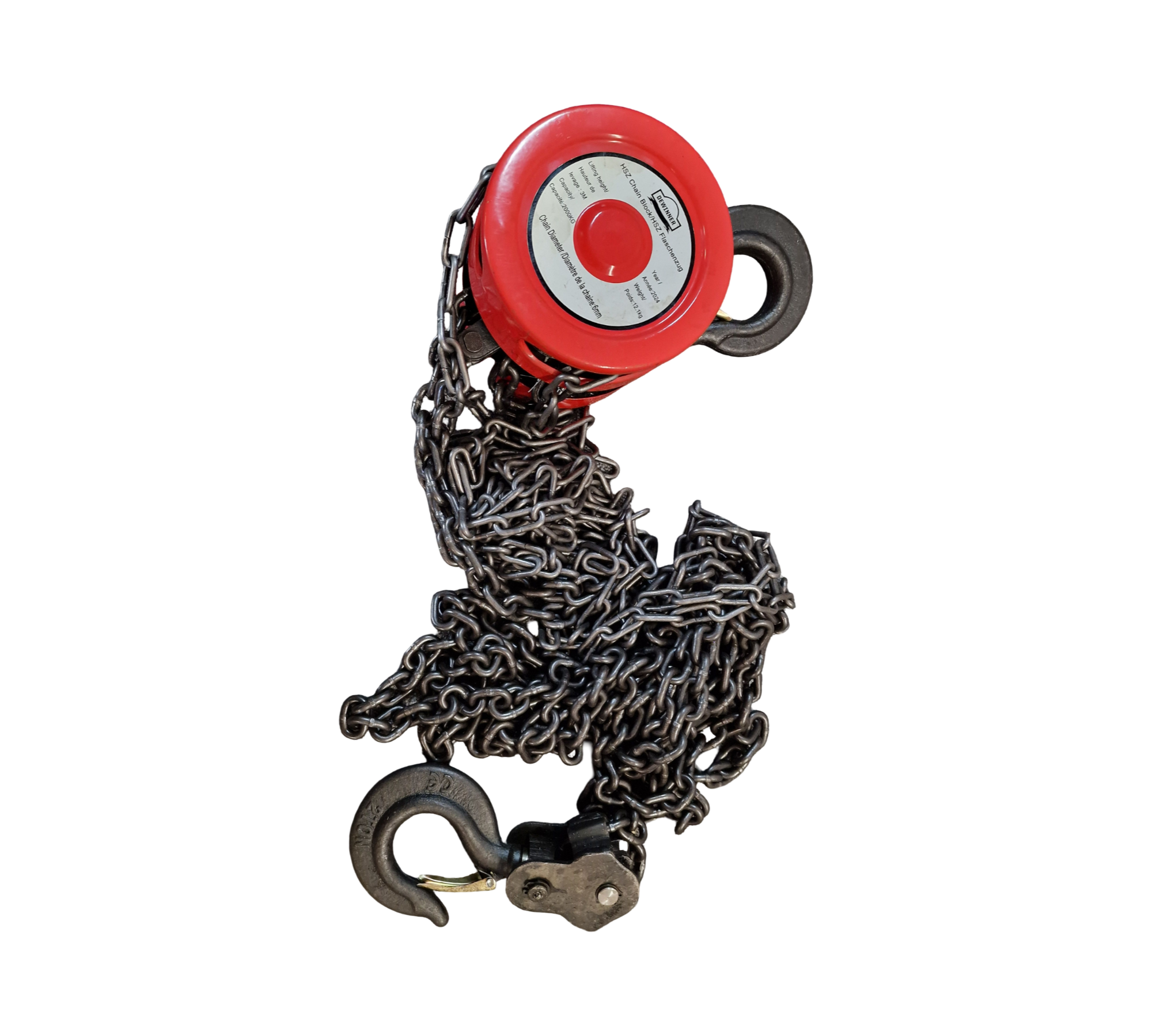 DEWINNER Manual Chain Hoist 2T Pulley Block 3m Lifting Height G80 Red