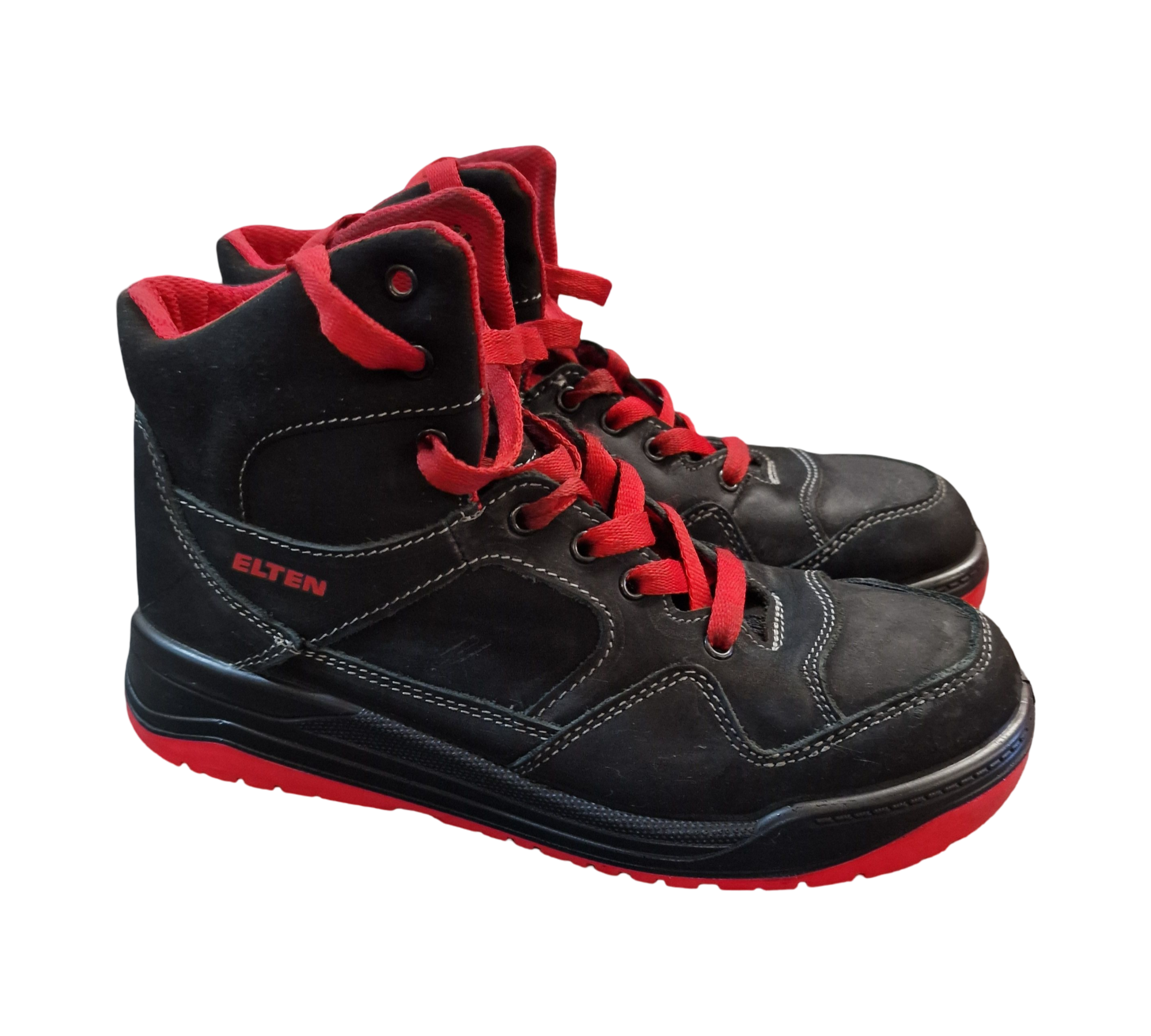 ELTEN Maverick Mid ESD S3 Sicherheitsstiefel Unisex Gr. 41 Schwarz/Rot