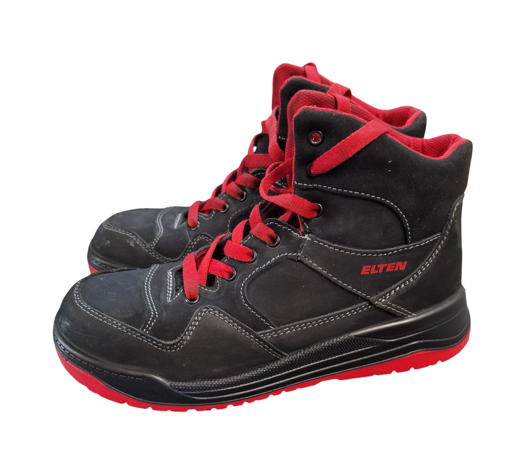 ELTEN Maverick Mid ESD S3 Sicherheitsstiefel Unisex Gr. 41 Schwarz/Rot