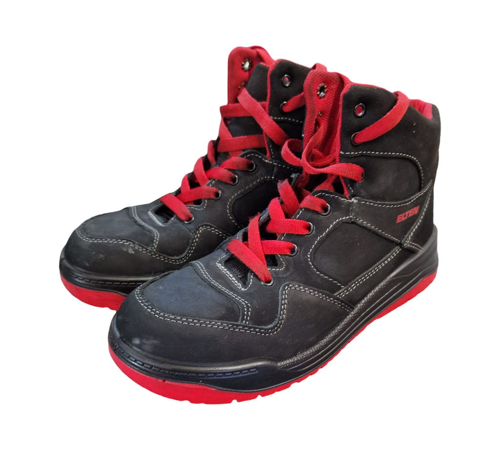 ELTEN Maverick Mid ESD S3 Sicherheitsstiefel Unisex Gr. 41 Schwarz/Rot