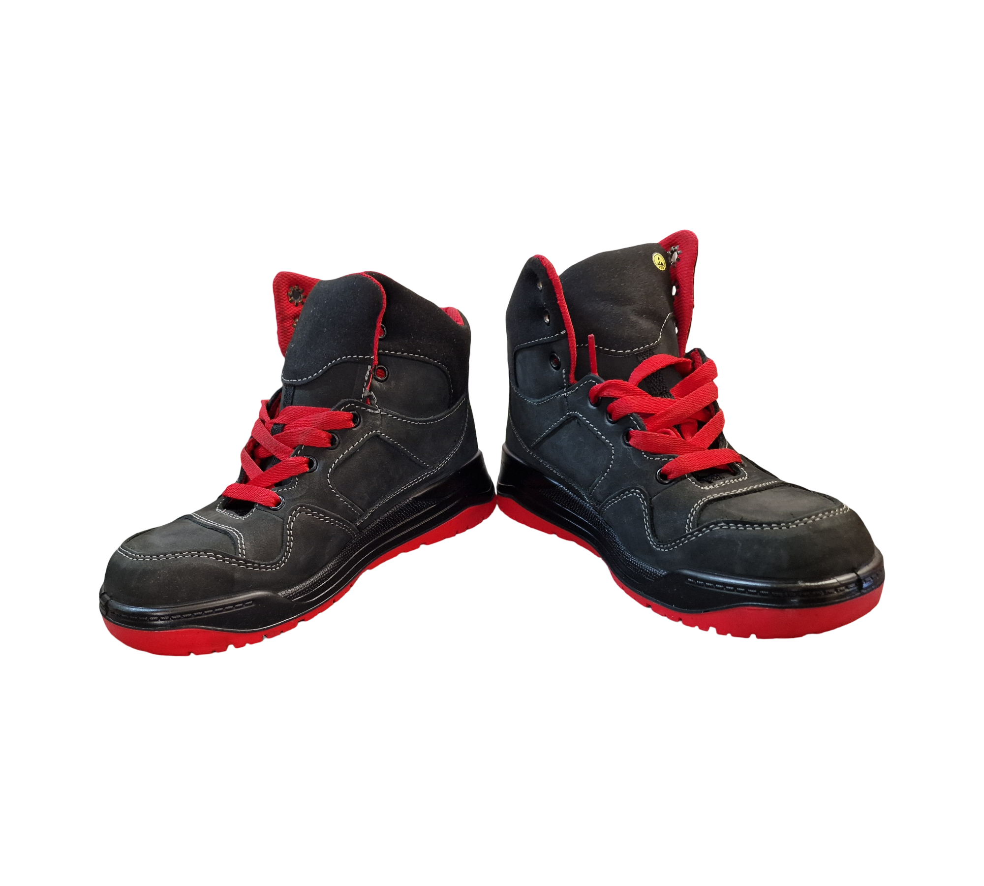 ELTEN MAVERICK Black-Red Mid ESD S3 Sicherheitsstiefel Unisex Gr. 38 Schwarz/Rot