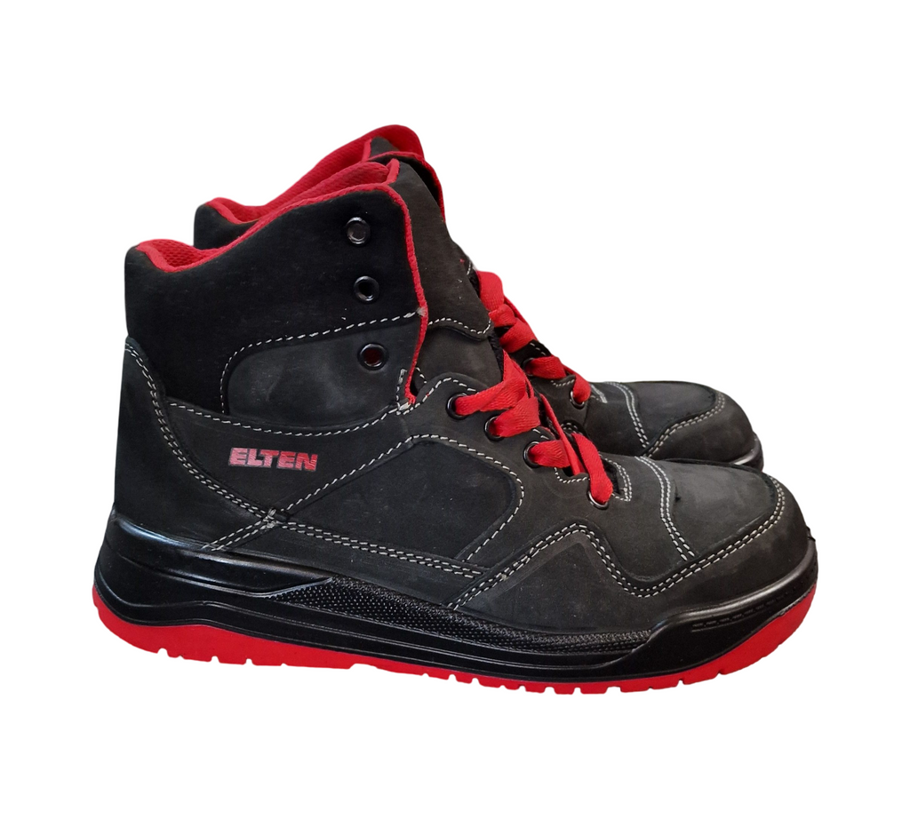 ELTEN MAVERICK Black-Red Mid ESD S3 Sicherheitsstiefel Unisex Gr. 38 Schwarz/Rot