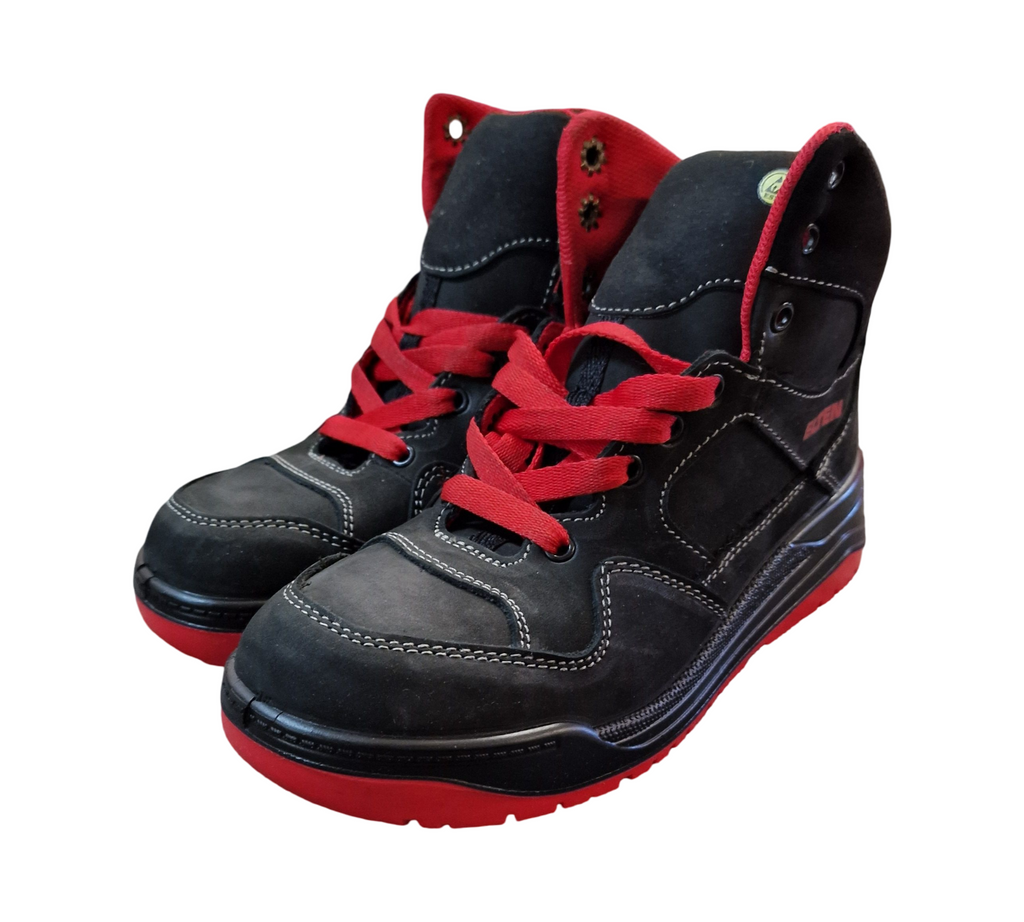 ELTEN MAVERICK Black-Red Mid ESD S3 Sicherheitsstiefel Unisex Gr. 38 Schwarz/Rot