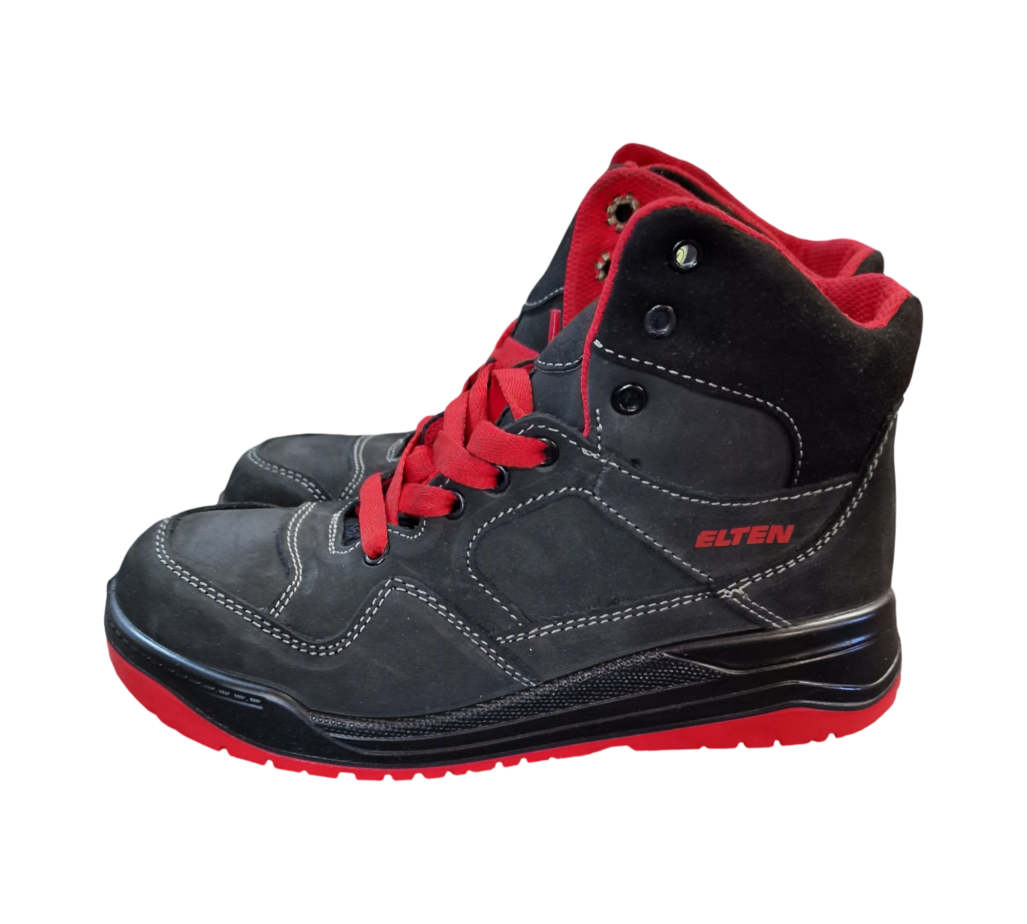 ELTEN MAVERICK Black-Red Mid ESD S3 Sicherheitsstiefel Unisex Gr. 38 Schwarz/Rot