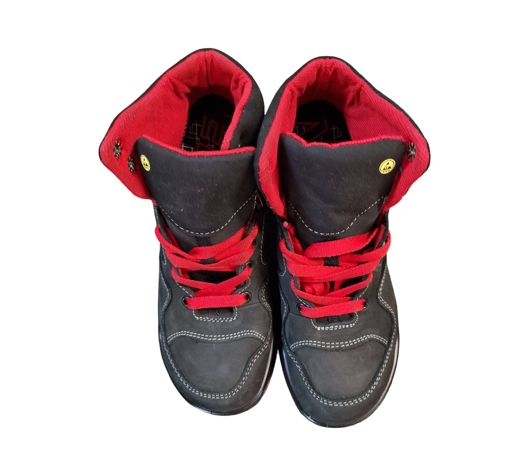 ELTEN MAVERICK Black-Red Mid ESD S3 Sicherheitsstiefel Unisex Gr. 38 Schwarz/Rot