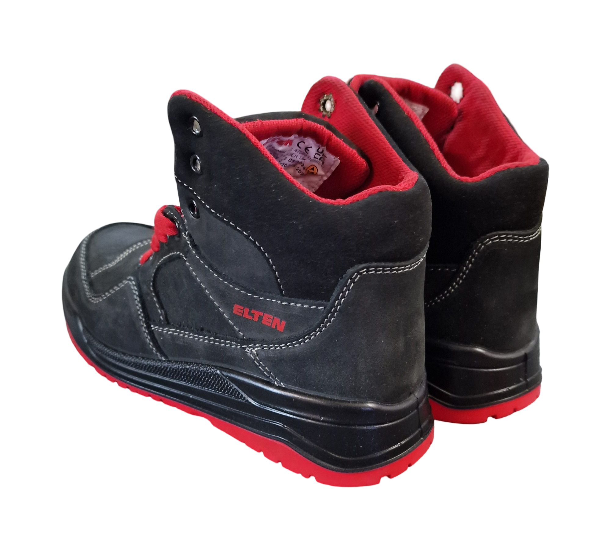 ELTEN MAVERICK Black-Red Mid ESD S3 Sicherheitsstiefel Unisex Gr. 38 Schwarz/Rot