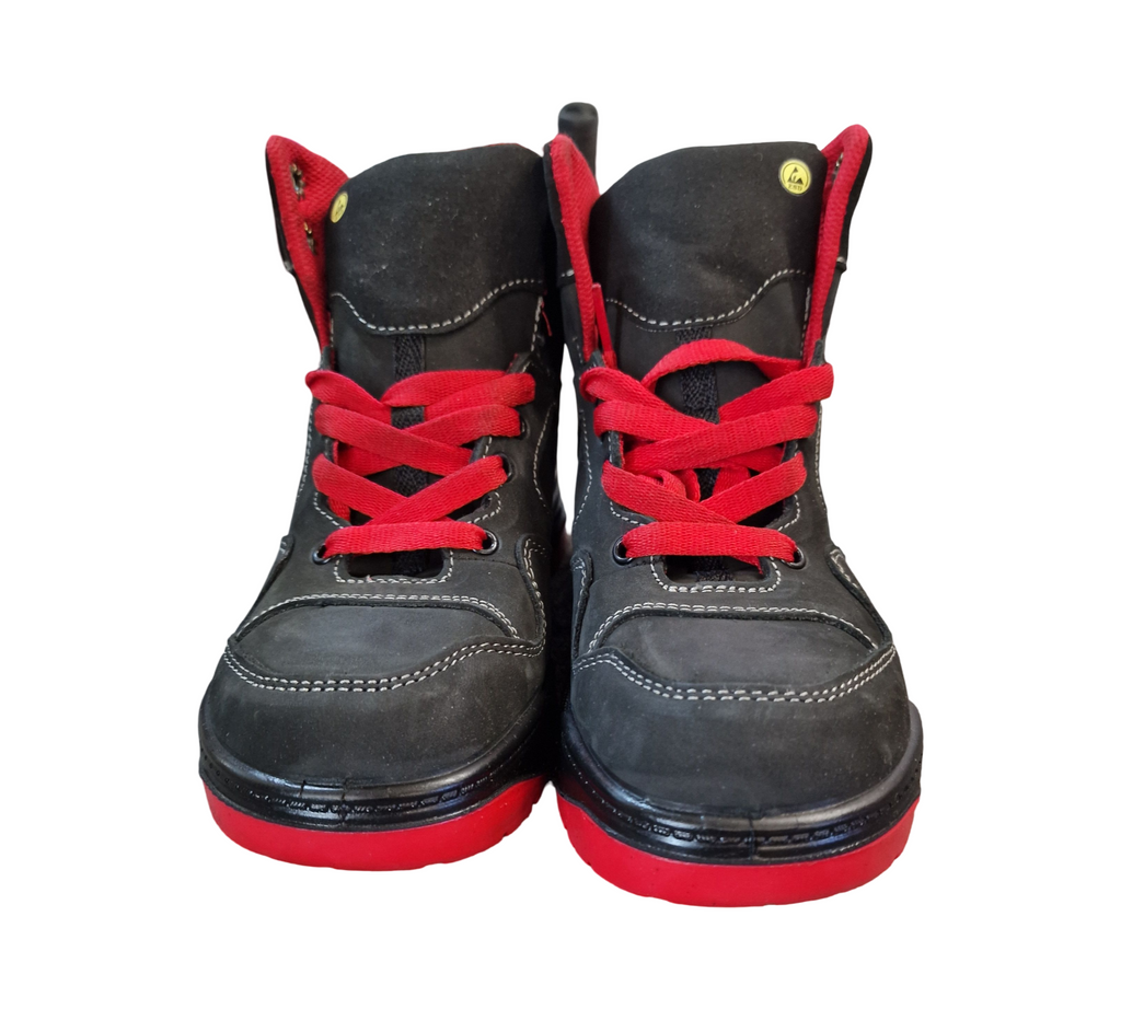 ELTEN MAVERICK Black-Red Mid ESD S3 Sicherheitsstiefel Unisex Gr. 38 Schwarz/Rot