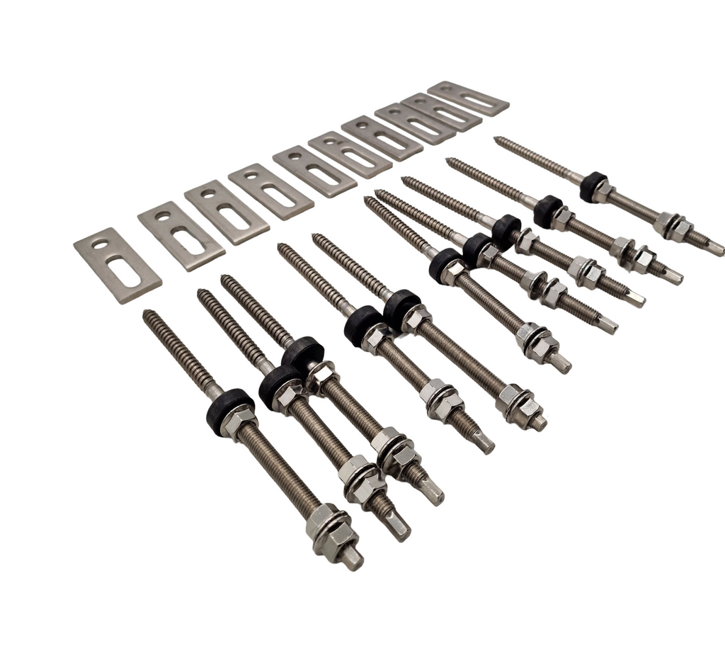 Offgridtec Hanger Bolts M10x200 Stainless Steel 10 pcs Adapter Plate EPDM