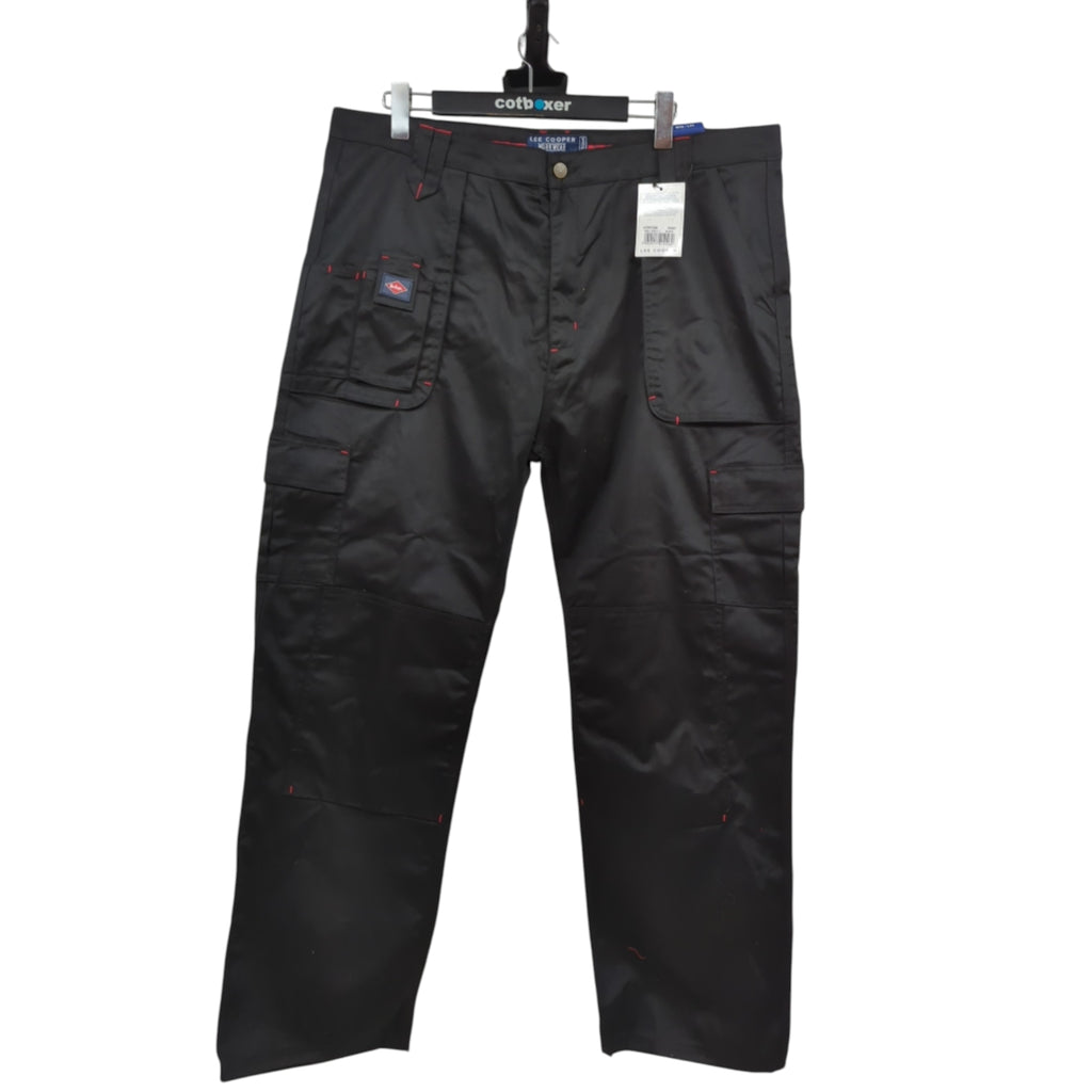 Lee Cooper LCPNT206 Herren Cargo-Arbeitshose Kniepolster 42W/33L Schwarz