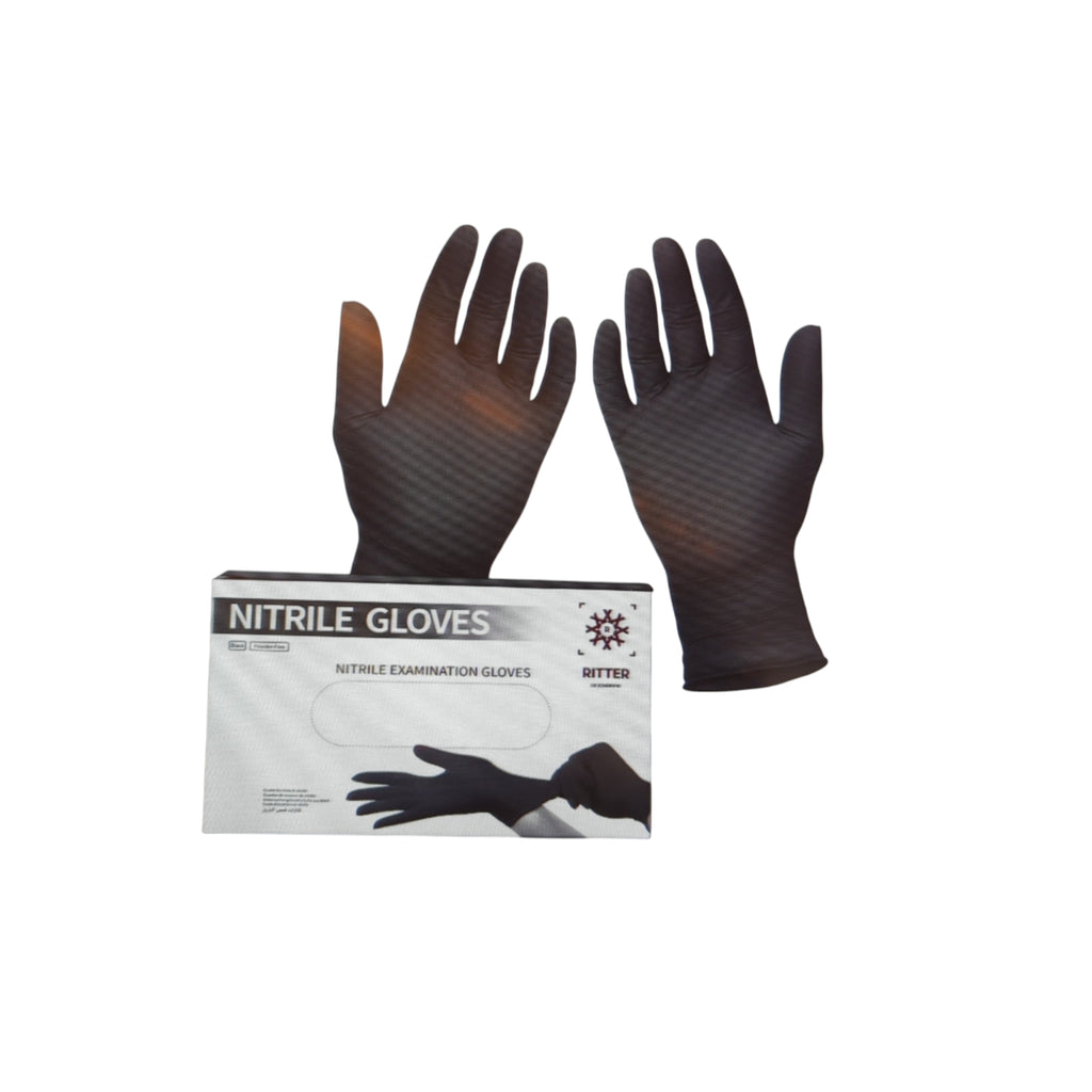 Ritter Premium Nitrile Gloves 2x100 Pieces Latex-Free Size L Black