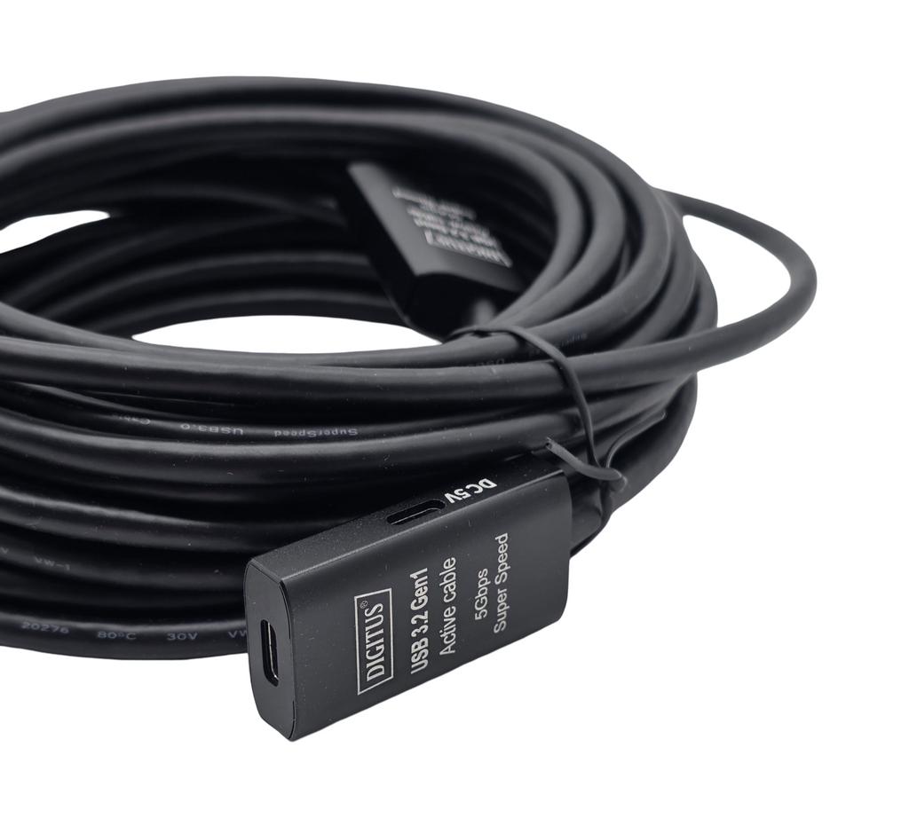 DIGITUS Aktives USB 3.2 Gen1 Repeater-Kabel 10m USB-C Stecker/Buchse