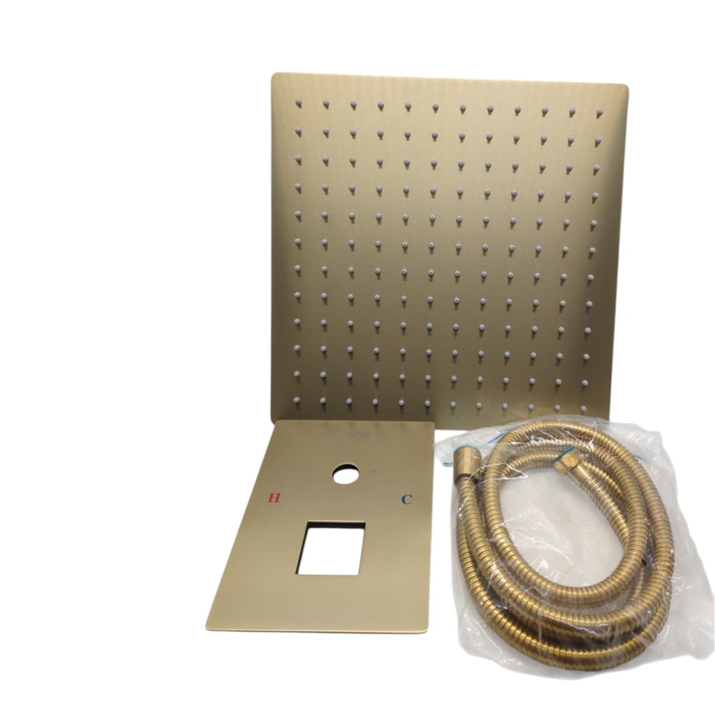 VEVOR Duscharmatur Regenduschsystem 305 mm Duschkopf Gebürstet Gold