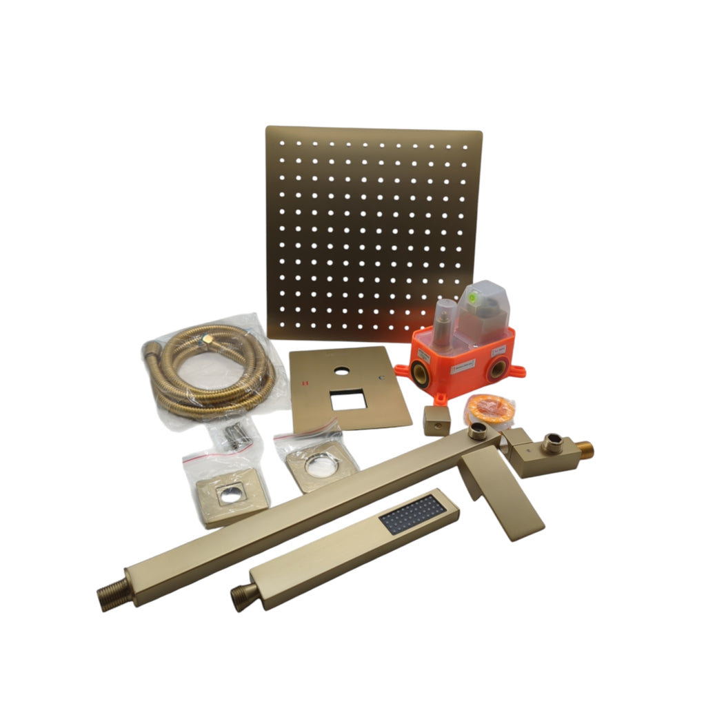 VEVOR Duscharmatur Regenduschsystem 305 mm Duschkopf Gebürstet Gold