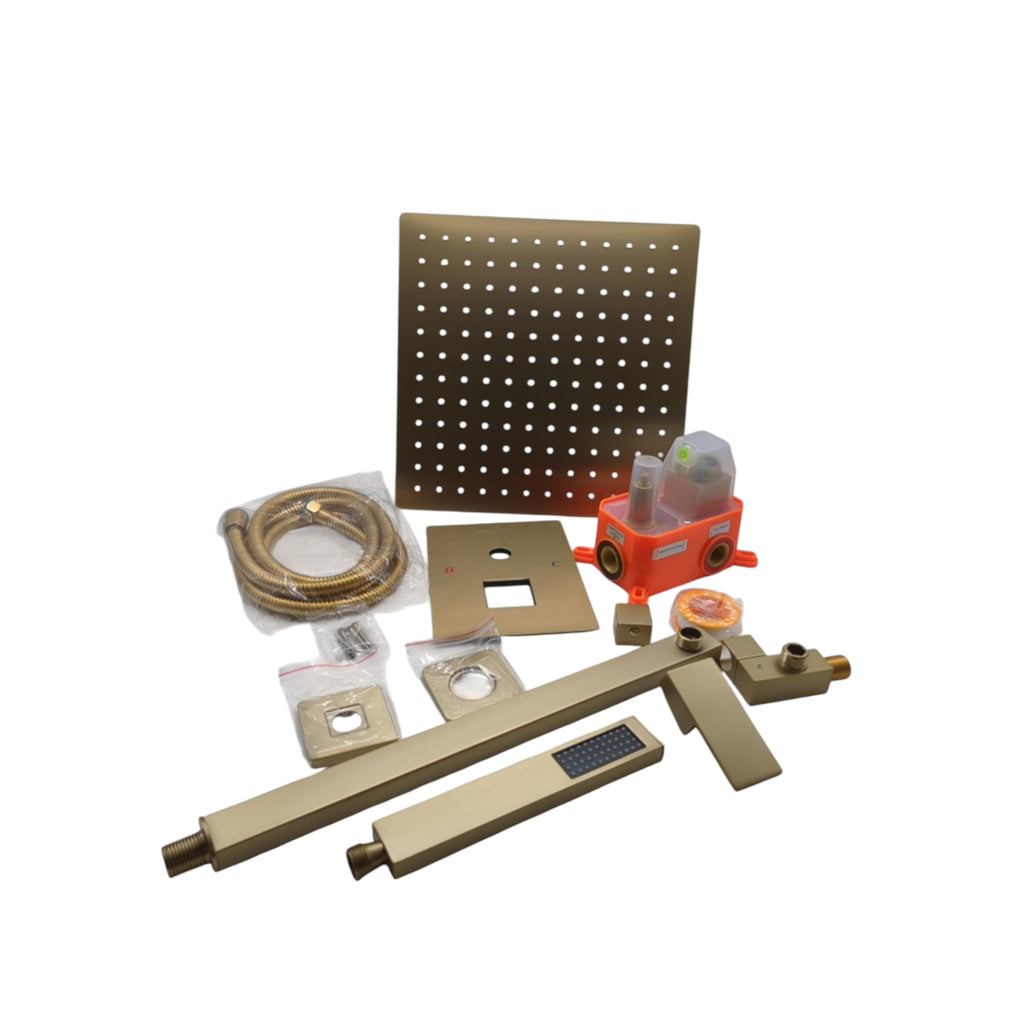 VEVOR Duscharmatur Regenduschsystem 305 mm Duschkopf Gebürstet Gold