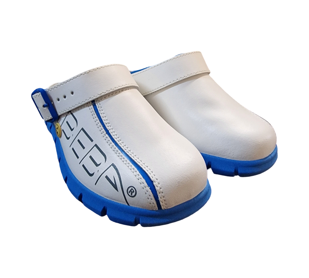 ABEBA 37312-35 ESD Arbeitsschuhe Dynamic Clogs, weiß blau, Größe 35