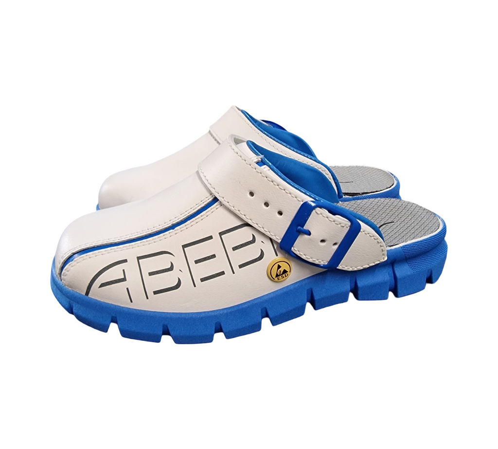 ABEBA 37312-35 ESD Arbeitsschuhe Dynamic Clogs, weiß blau, Größe 35