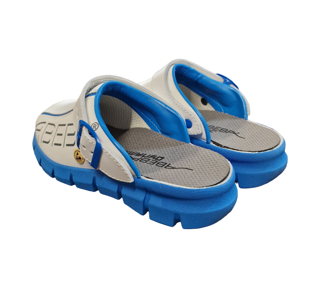 ABEBA 37312-35 ESD Arbeitsschuhe Dynamic Clogs, weiß blau, Größe 35