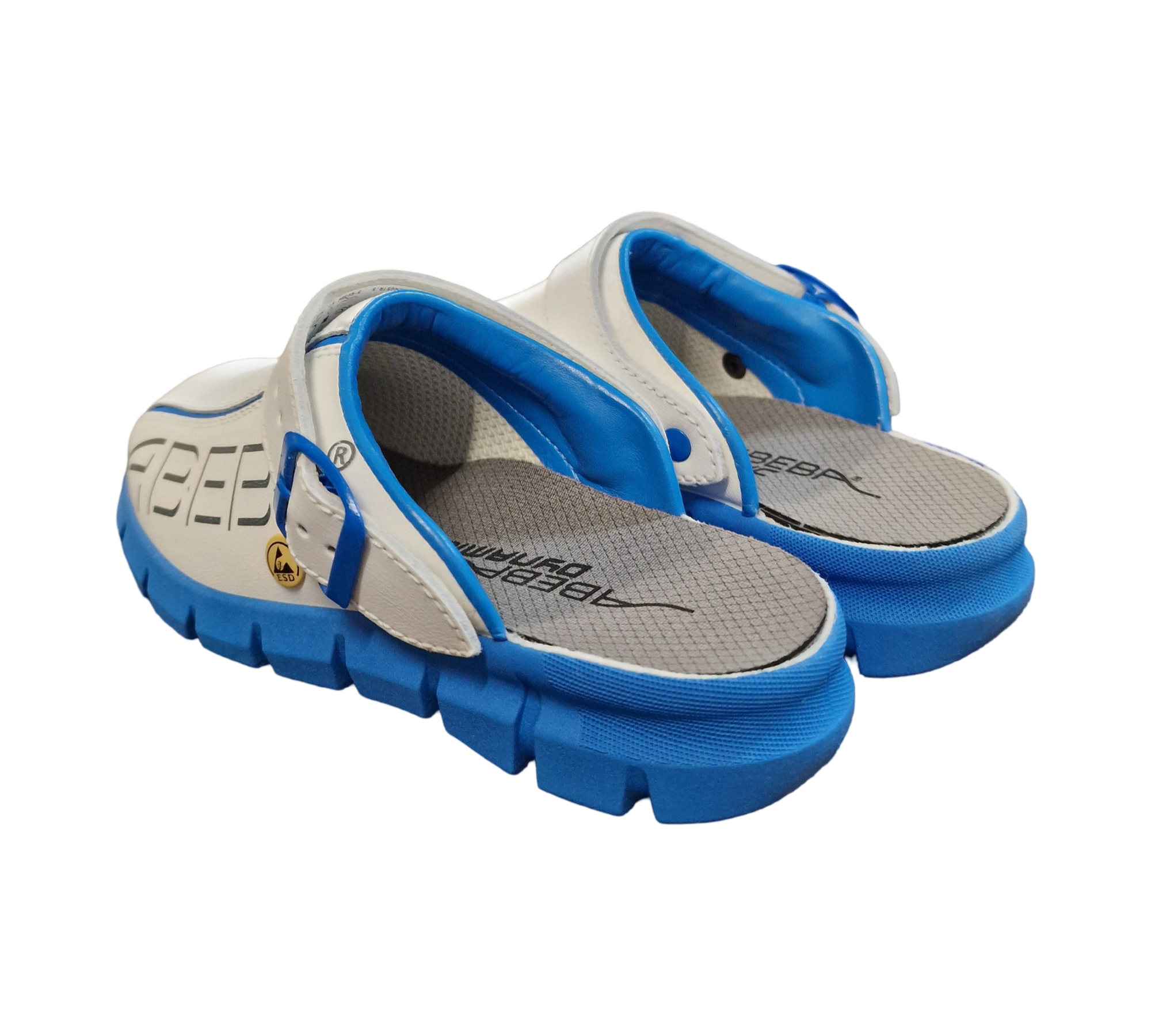 ABEBA 37312-35 ESD Arbeitsschuhe Dynamic Clogs, weiß blau, Größe 35