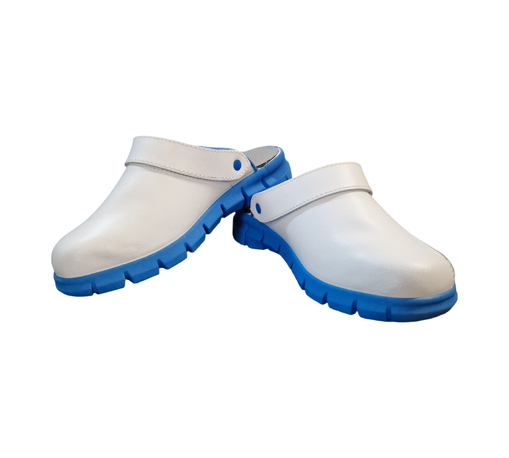 ABEBA 37312-35 ESD Arbeitsschuhe Dynamic Clogs, weiß blau, Größe 35