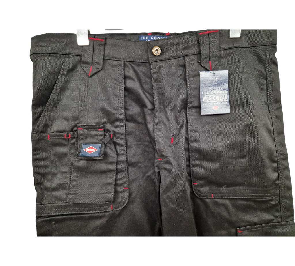 Lee Cooper LCPNT206 Herren Cargo-Arbeitshose Kniepolstertaschen 36W/29L Schwarz