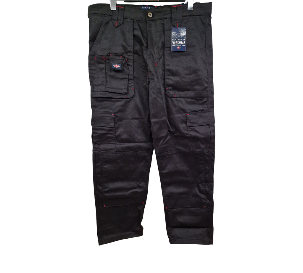 Lee Cooper LCPNT206 Herren Cargo-Arbeitshose Kniepolstertaschen 36W/29L Schwarz
