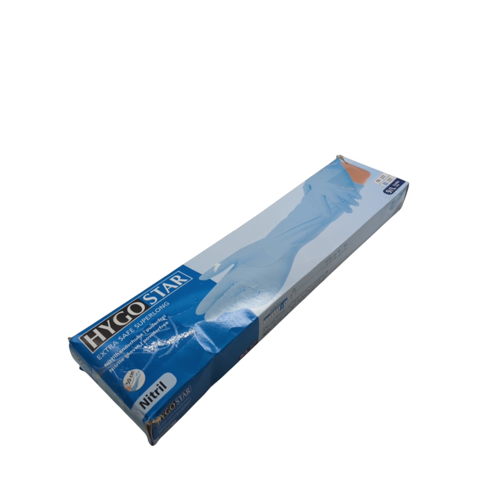 FRANZ MENSCH Hygostar Superlong Nitrilhandschuhe  50 cm 50 Stück Größe 9/L blau
