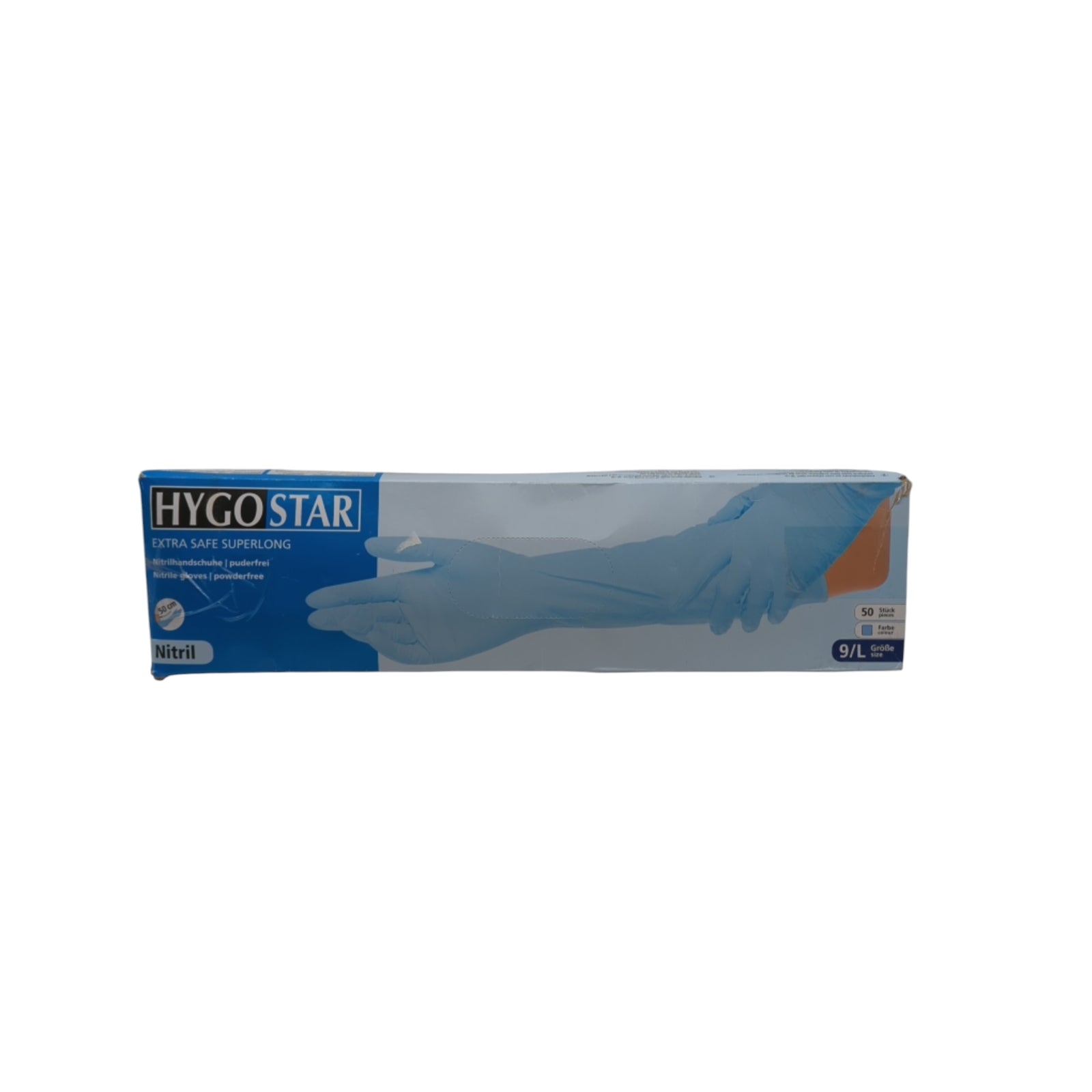FRANZ MENSCH Hygostar Superlong Nitrilhandschuhe  50 cm 50 Stück Größe 9/L blau
