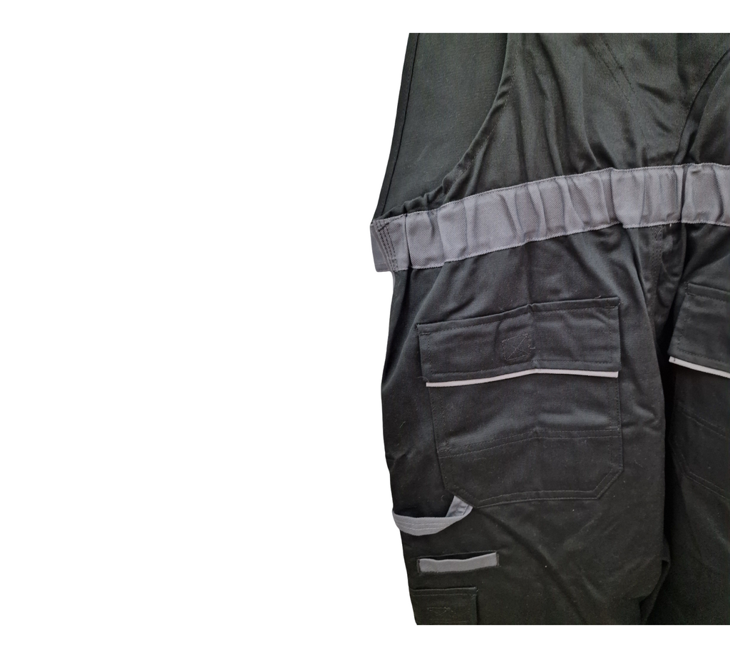 Planam Highline 2712 Men's Bib and Brace Overalls in Slate Black Zinc, Size 56