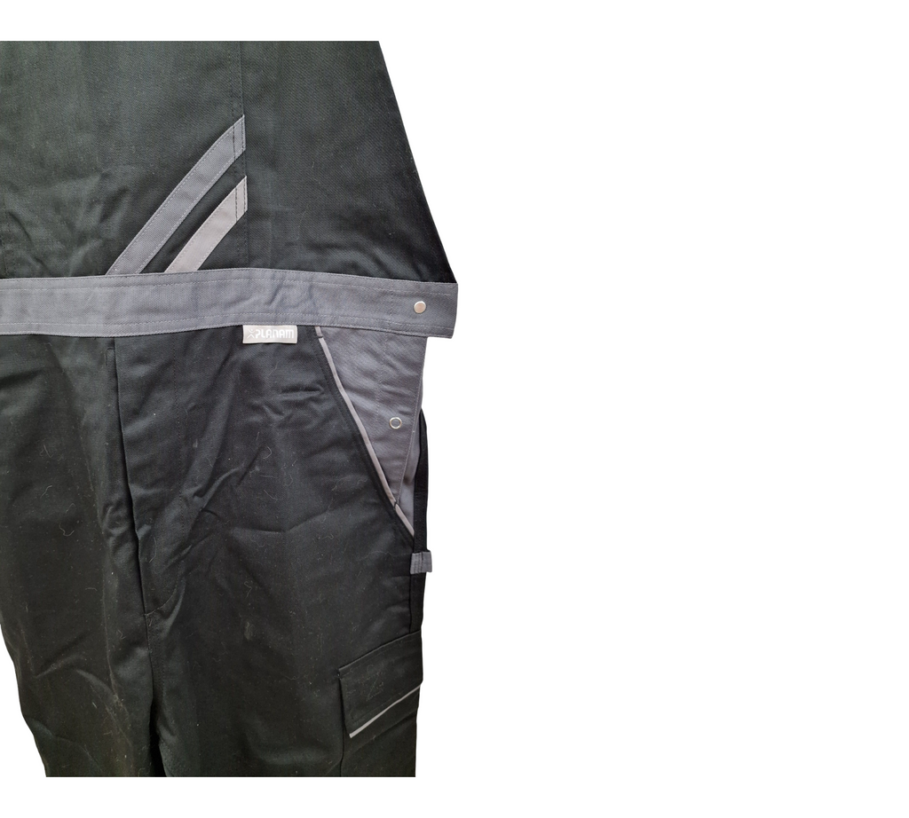 Planam Highline 2712 Men's Bib and Brace Overalls in Slate Black Zinc, Size 56