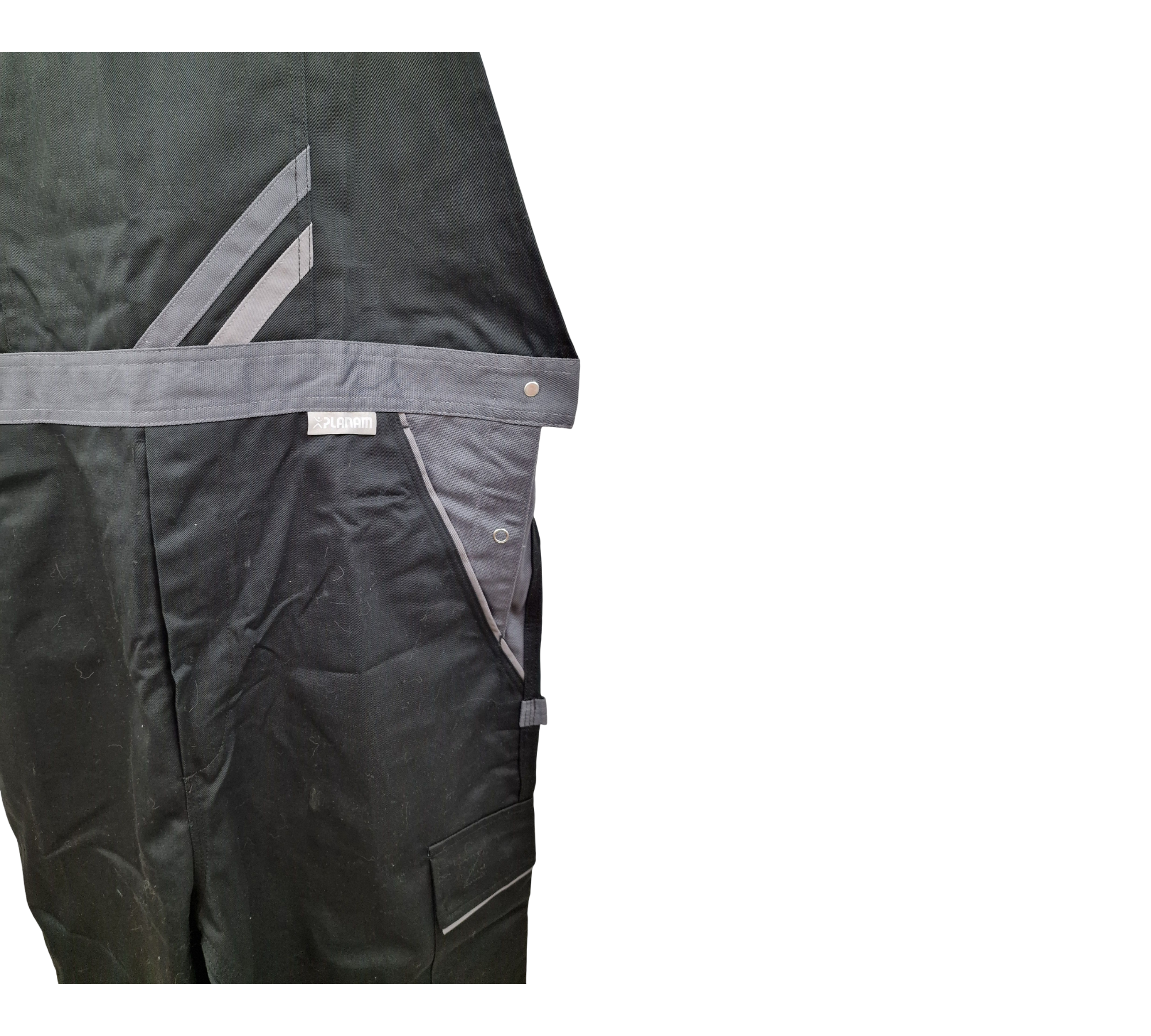 Planam Highline 2712 Men's Bib and Brace Overalls in Slate Black Zinc, Size 56