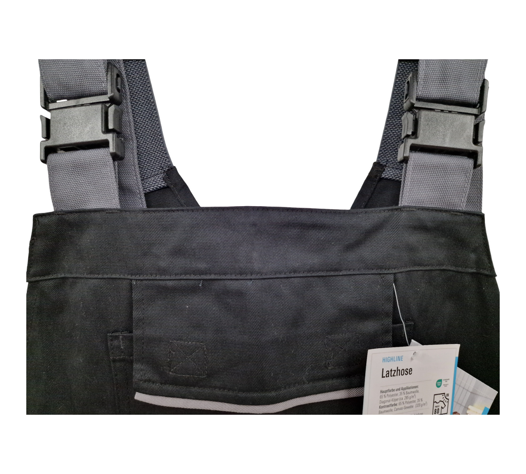 Planam Highline 2712 Men's Bib and Brace Overalls in Slate Black Zinc, Size 56