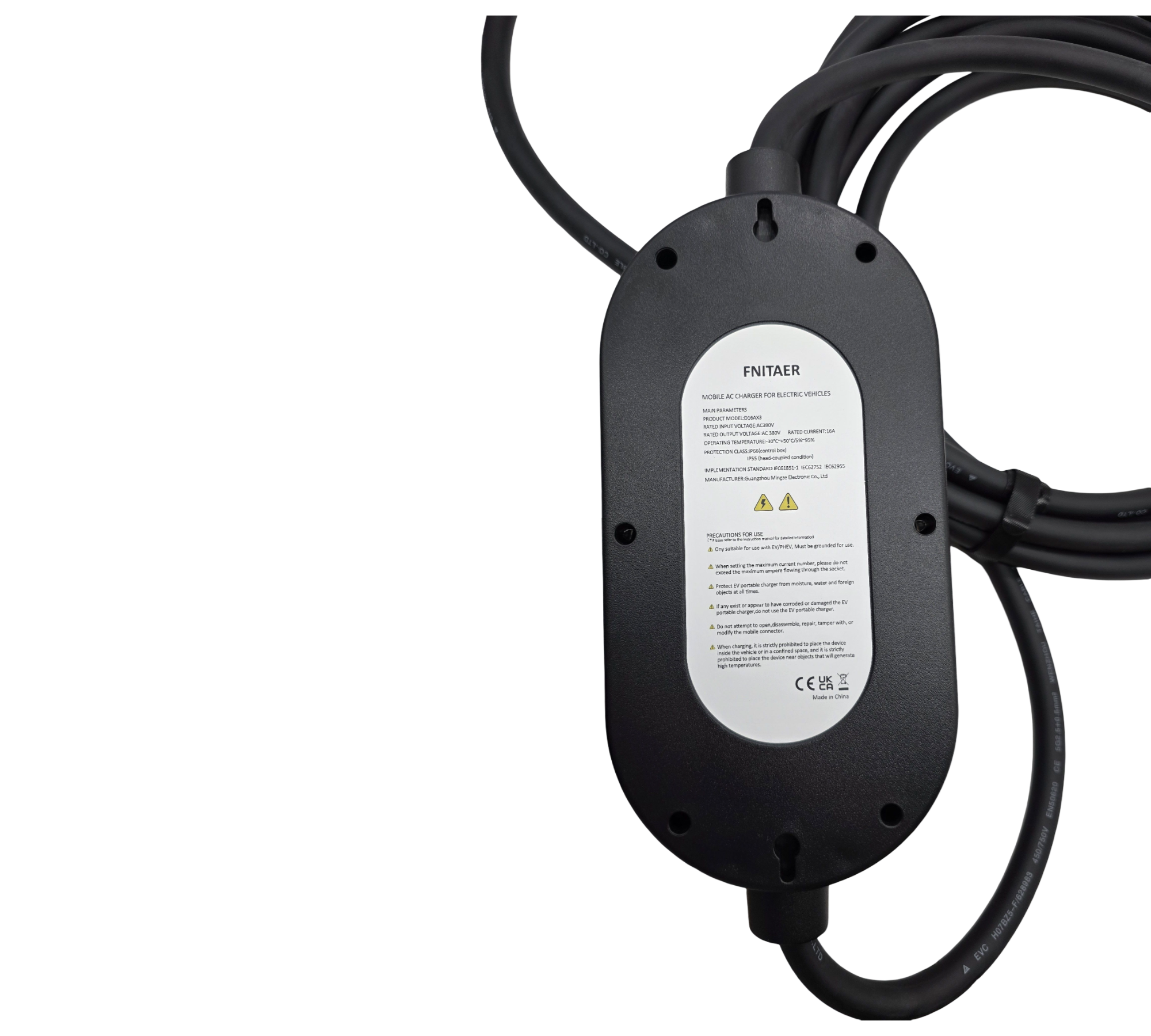 FNITAER Mobile Wallbox Ladestation 11kW Typ 2 6m CEE 16A Timer Stromzähler